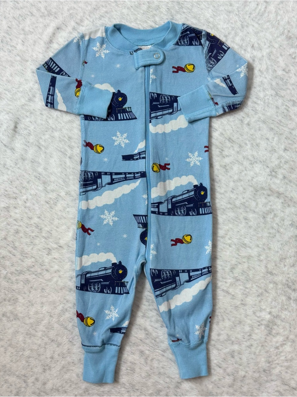 Hanna Andersson Polar Express Train Zip Sleeper 3-6M Baby Cotton Christmas